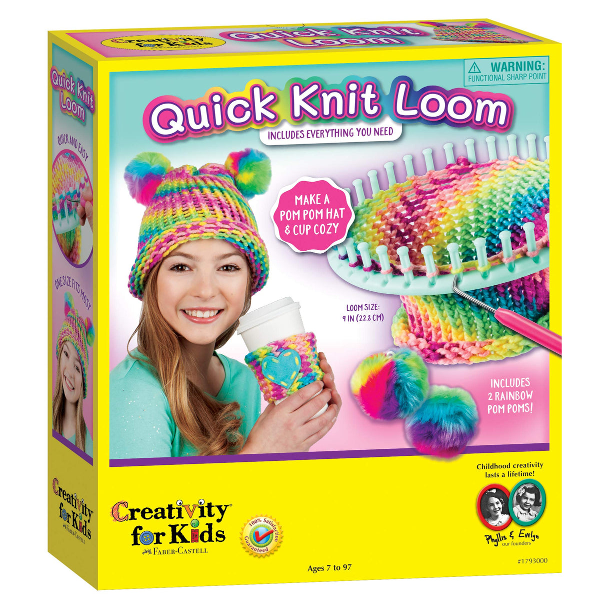 Creativity for Kids Quick Knit Loom Kit - Knitting Kit for Kids, Make Your Own Pom Pom Hat and Accessories, Knitting Loom Crafts for Kids Creativity for Kids