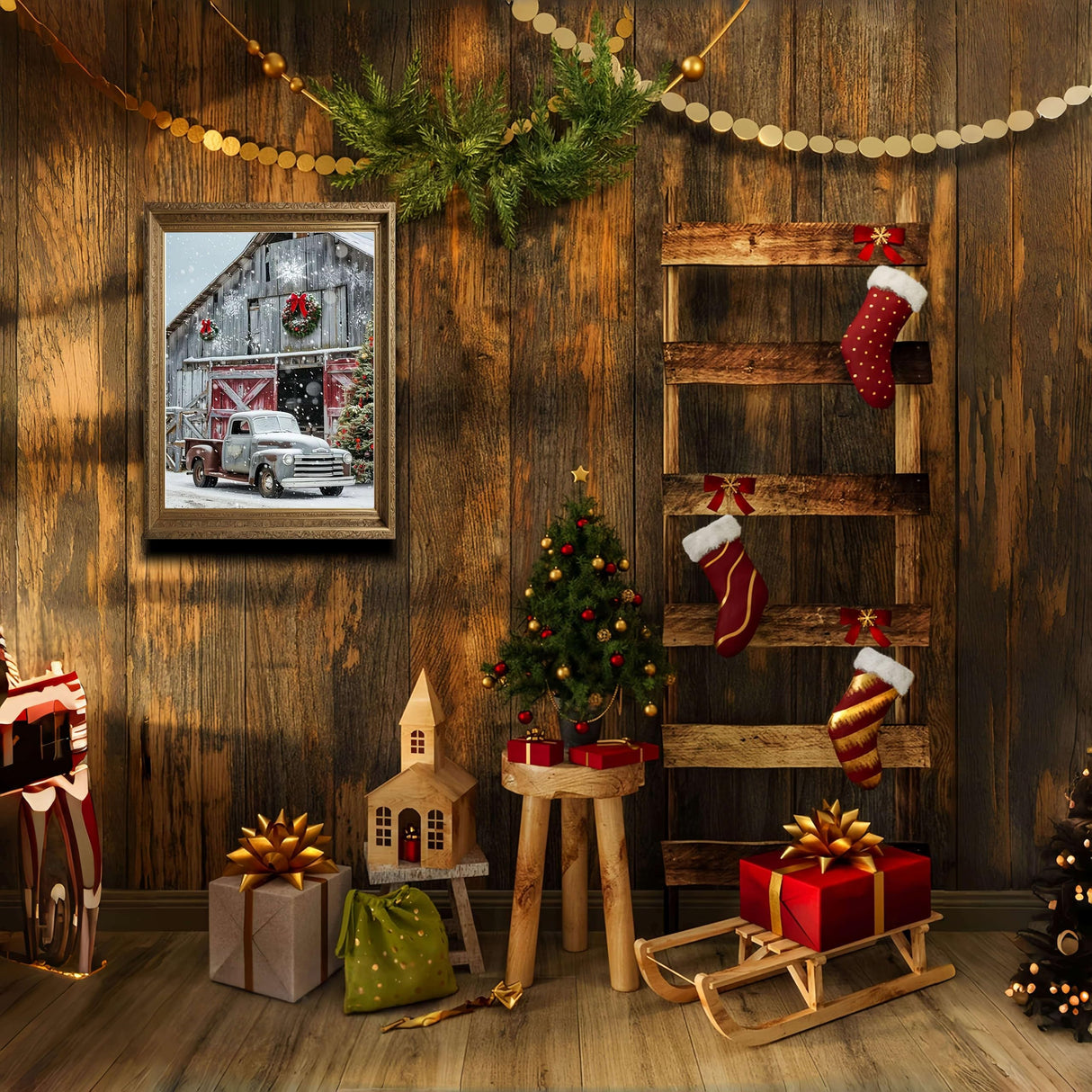 5D DIY Winter Diamond Art Kits For Adults,Christmas Wooden House Truck Diamond Paintings Kits For Beginners,Paint By Diamonds Dot Full Drill Gem Art Crafts,Home Wall Decoration 11.8x15.8 Inches. JYXSJYYD