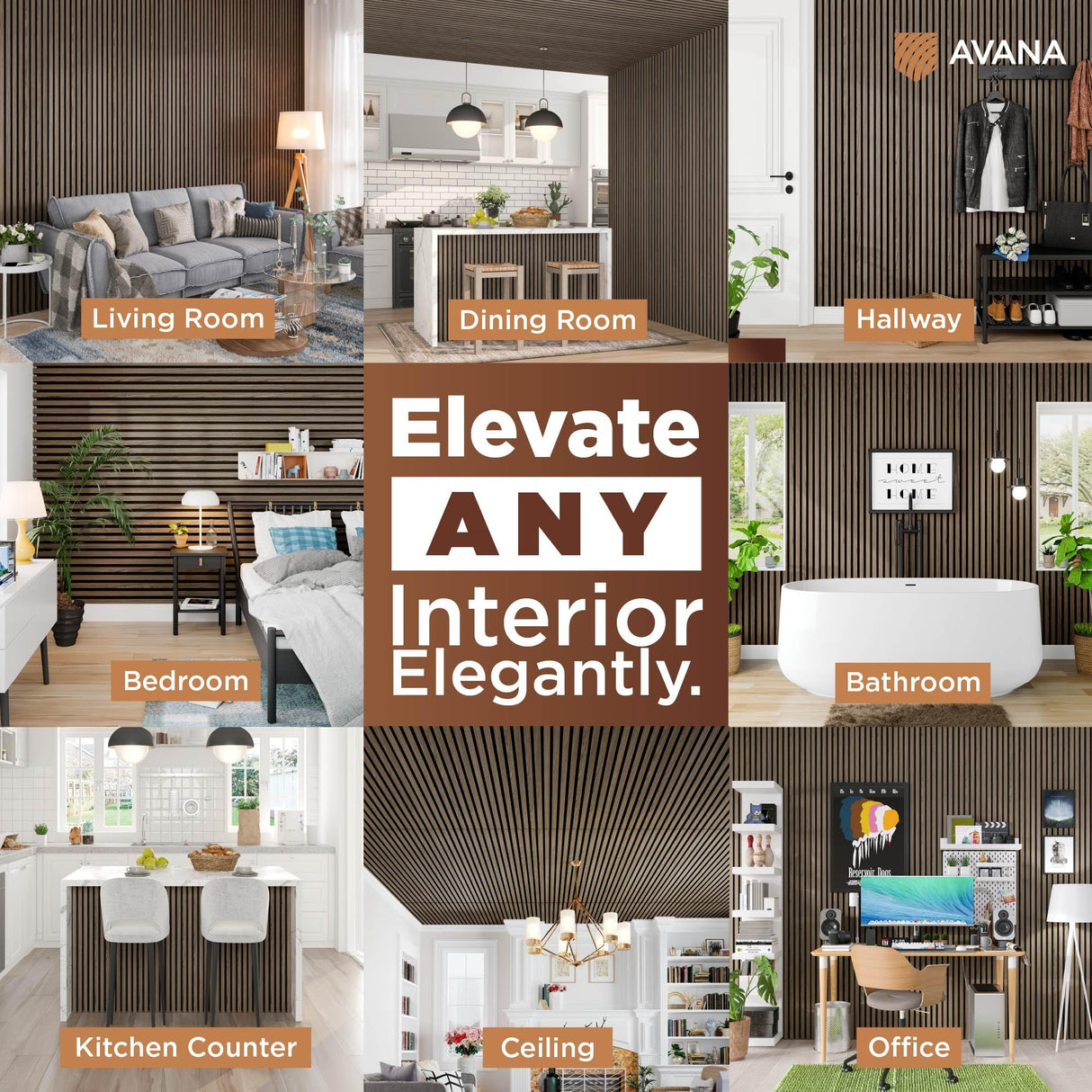 Avana Acoustic Wood Wall Panels – 94.4 x 12.6 Inch Natural Walnut Acoustic Panels 2 PCs – Wall Panels For Interior Wall Decor For Homes, Offices, Studios – Pleasing Decorative Wood Panels For Wall Avana