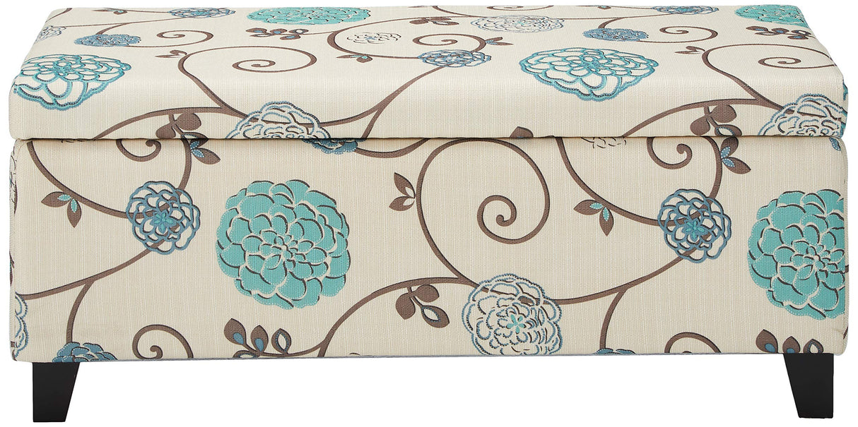 Christopher Knight Home Breanna Fabric Storage Ottoman, White And Blue Floral Christopher Knight Home