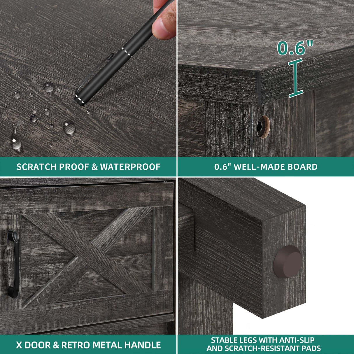 YITAHOME Farmhouse TV Stand for 65/55 Inch Television, LED Entertainment Center Television Stand with Power Outlets and Open Shelf, Media Console TV Cabinet for Living Room, Dark Grey YITAHOME