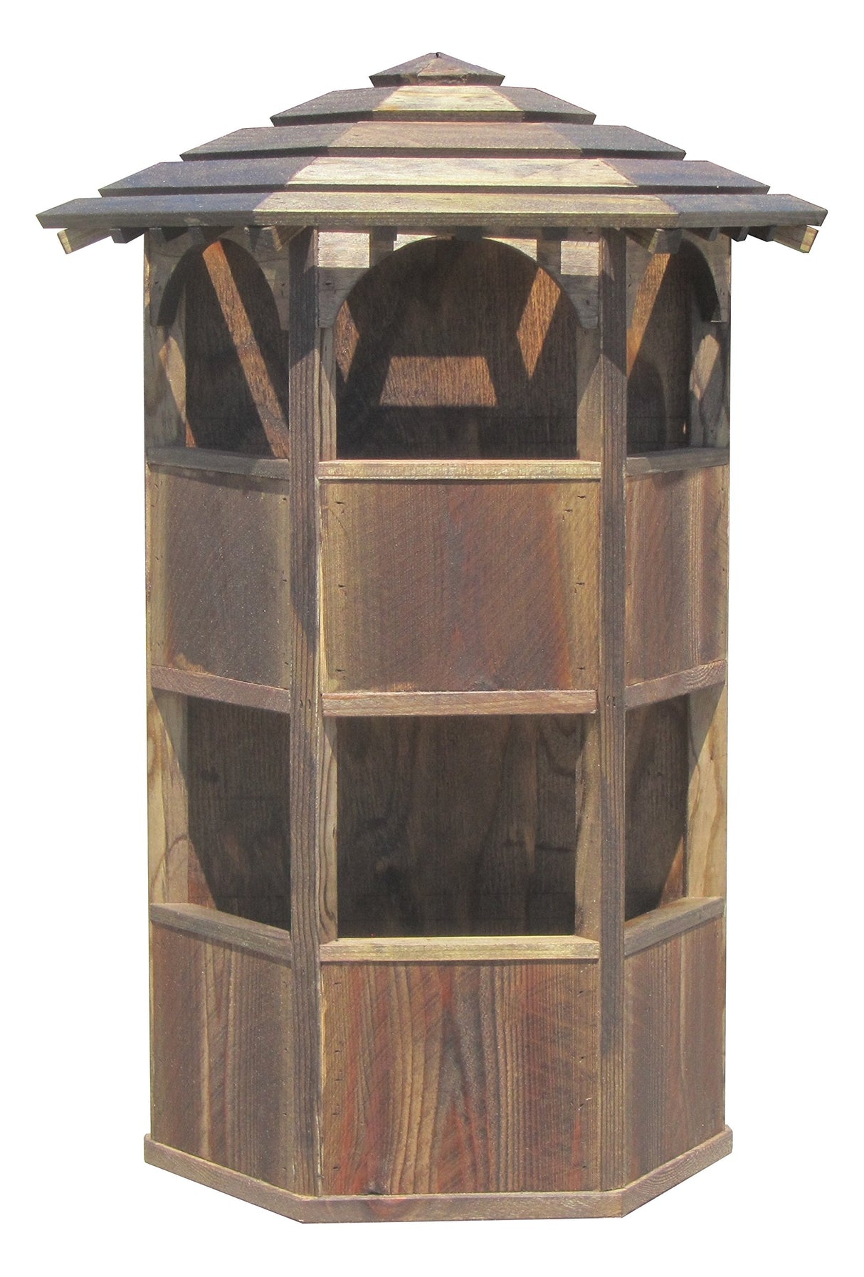 SamsGazebos Wall Mount Double Wood Planter with English Garden Gazebo Style Roof, 20 by 9 by 28-Inch, Brown SamsGazebos