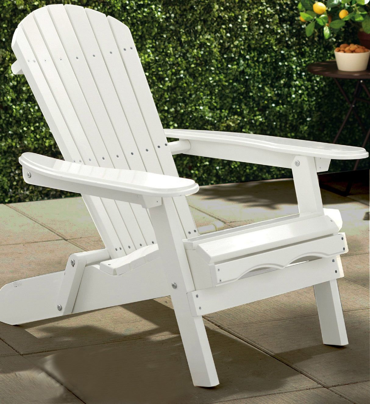 Merry Garden Foldable Wooden Adirondack Chair, Outdoor, Garden, Lawn, Deck Chair, White Merry Garden