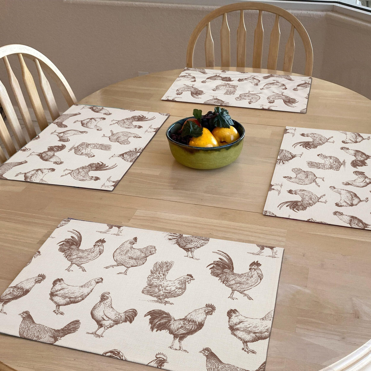 Farm Chicken Place Mats Indoor,Farmhouse Rustic Linen Washable Heat Resistant Placemats for Kitchen Dining Tables,Farmhouse Placemats Set of 4,Dining Table Decoration Supplies(12X18 inches) A20 Eronm