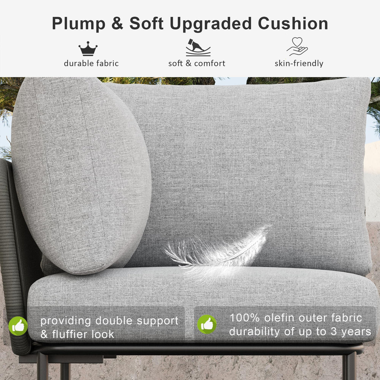 LayinSun 9 Pieces Aluminum Patio Furniture Set, Modern Modular Sectional Sofa with Coffee Table and Upgrade Thickness Cushion LayinSun