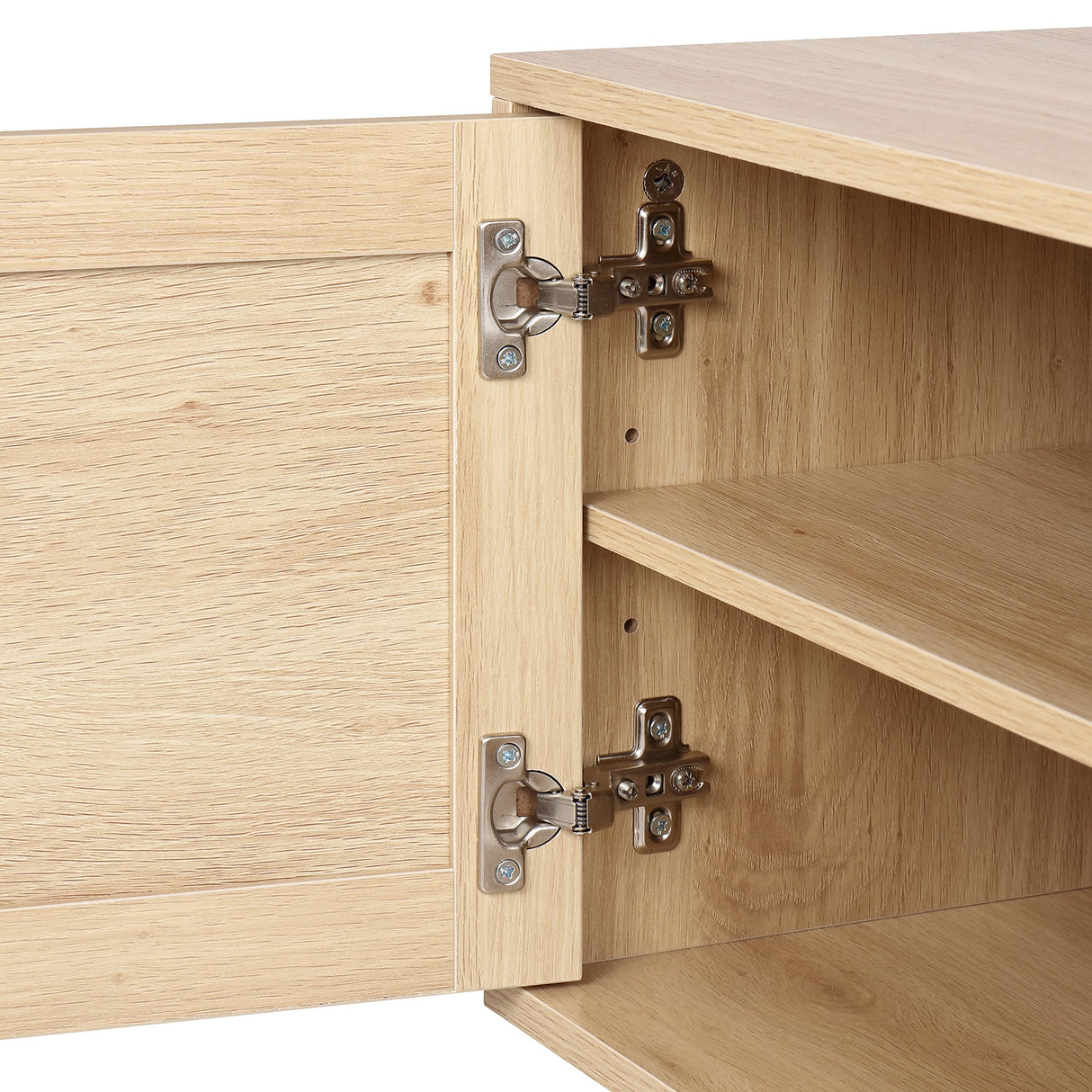 Finnhomy 59" TV Stand for up to 65 inches TV, TV console with 2 Hand Made Rattan Decorated Doors, Living Room Entertainment Center TV Table with Storage, Natural Finnhomy