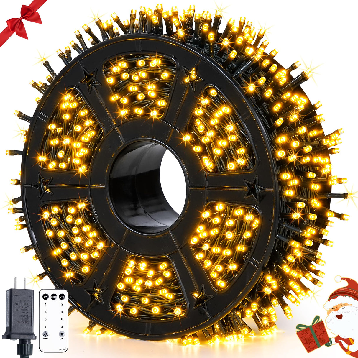 JMEXSUSS 1000 LED Warm White Christmas Lights: 328 Ft Warm String Lights Outdoor Waterproof - 8 Modes Christmas Tree Lights Plug in JMEXSUSS