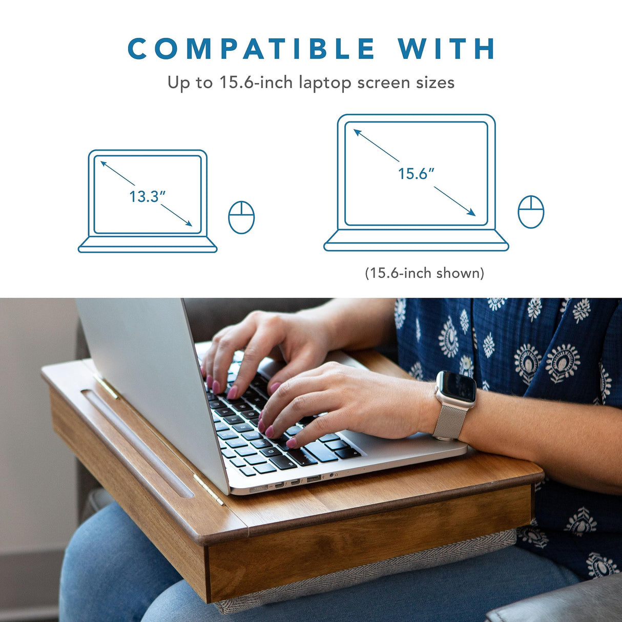 LAPGEAR Schoolhouse Lap Desk with Storage Compartments - Acacia Wood - Natural - Style No. 45076 LapGear