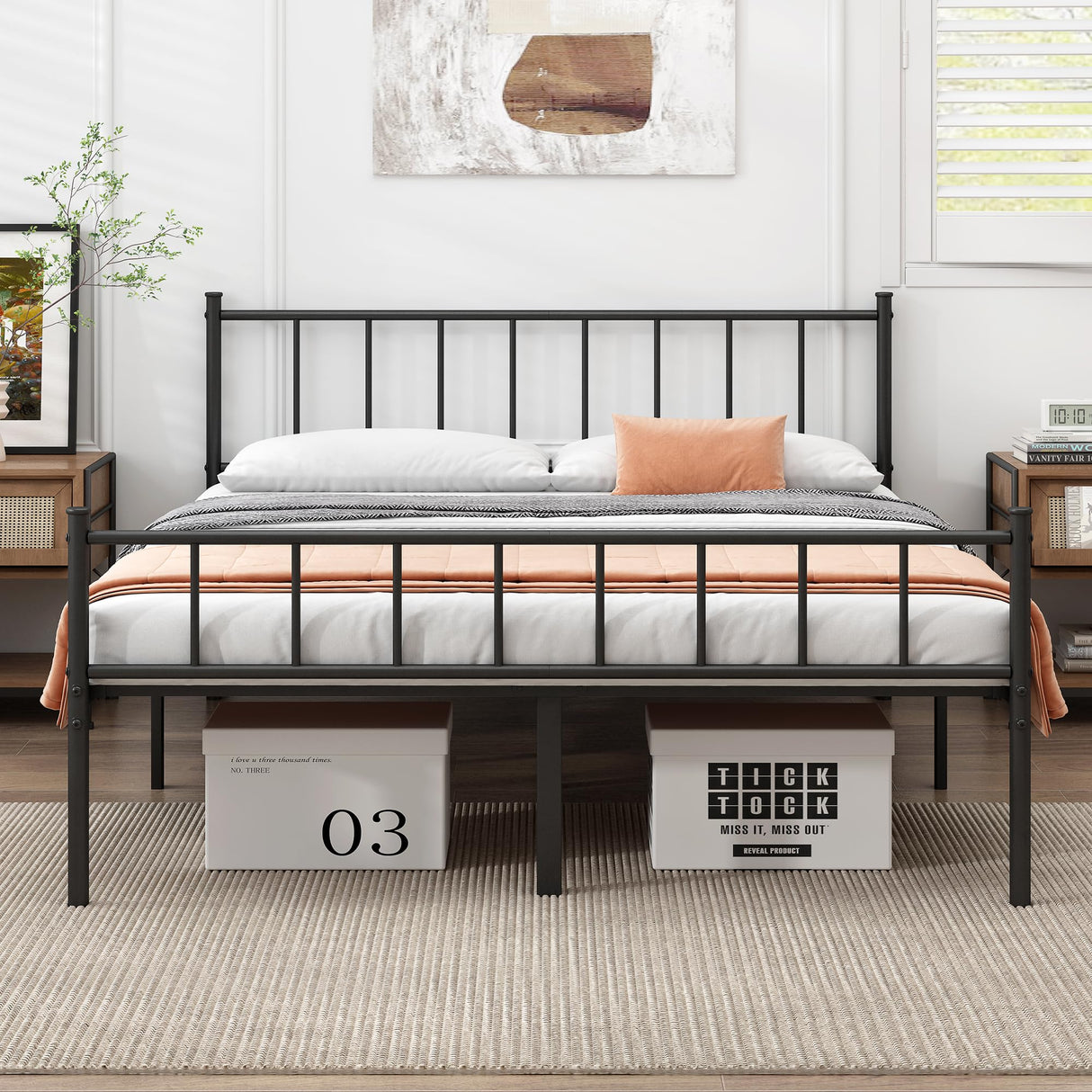 DIIYIV Queen Bed Frame-Classic Metal Platform Bed Frame,Mattress Foundation with Steel Slat Support,Under Foundation Storage,No Box Spring Needed, Easy Assembly, Queen Size DIIYIV