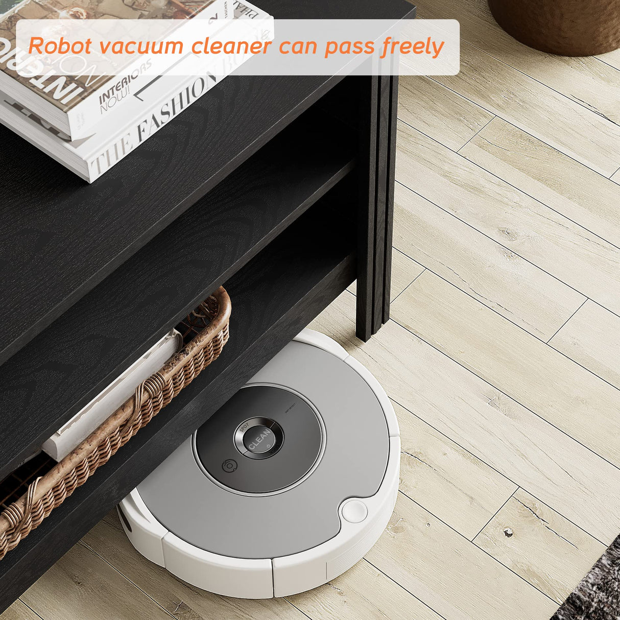 WAMPAT Farmhouse TV Stand for 100 Inch TV, Wood Entertainment Center for 80 85 90 95 inch TV Console Table with 6 Cubby Storage for Living Room Bedroom, Black WAMPAT