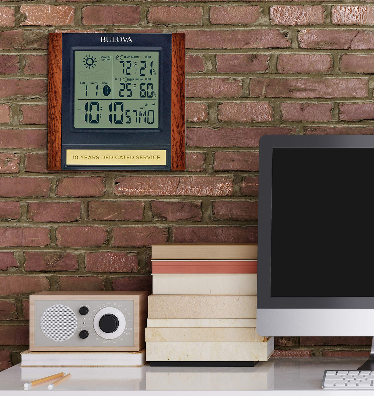 Bulova Forecaster Versatile Tabletop Clock, Brown & Black Bulova