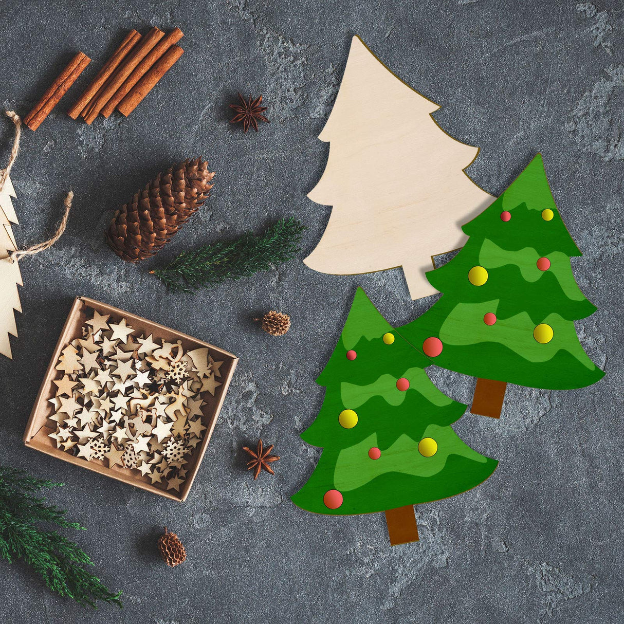 8 x 10 Inch Wooden Christmas Tree Cutout Christmas Unfinished Wooden Ornaments Blank Christmas Tree Craft Wooden Decorations for DIY Christmas Party Decor (12 Pieces) Jetec