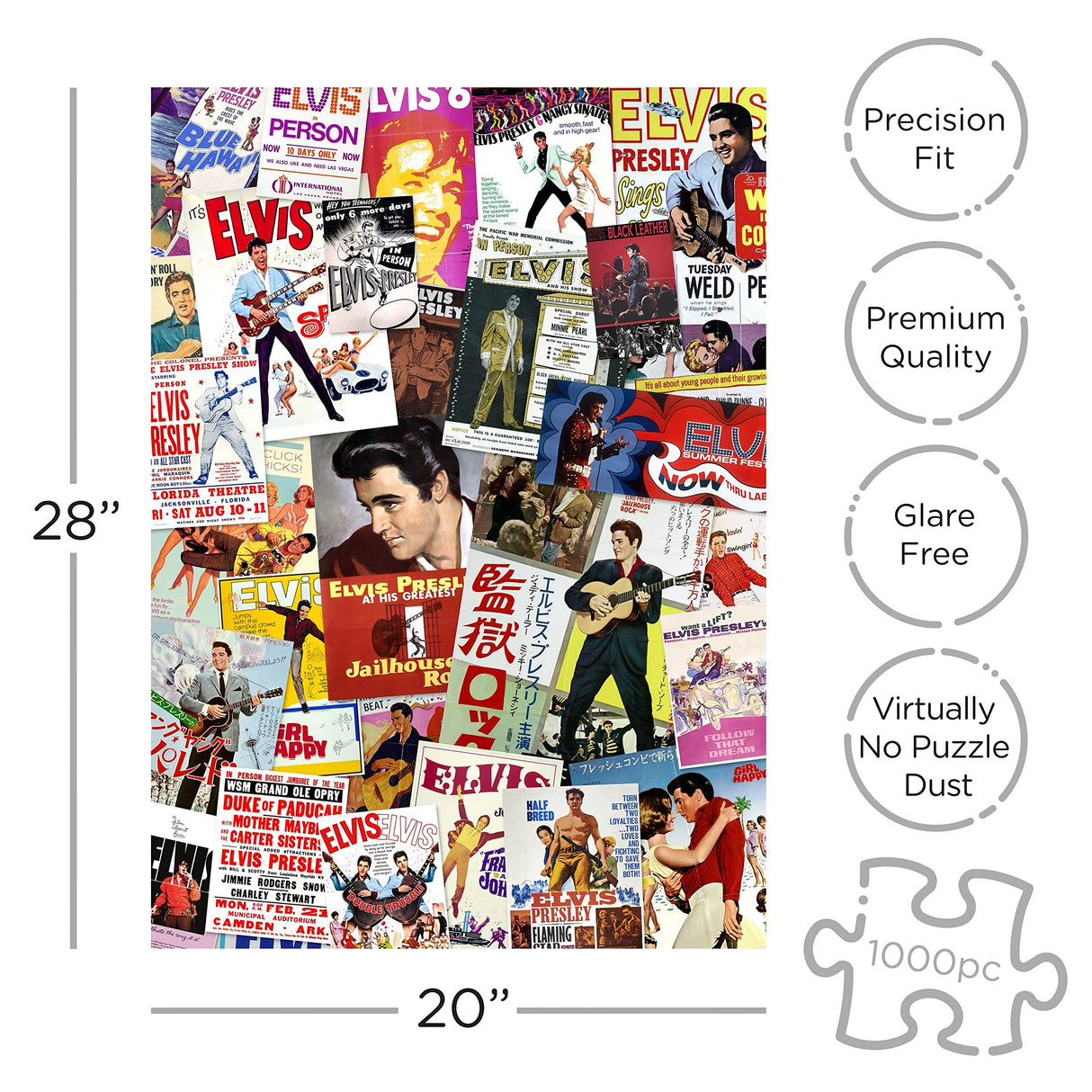 AQUARIUS Elvis Movie Poster Collage Puzzle (1000 Piece Jigsaw Puzzle) - Officially Licensed Elvis Merchandise & Collectibles - Glare Free - Precision Fit - 20 x 28 Inches AQUARIUS