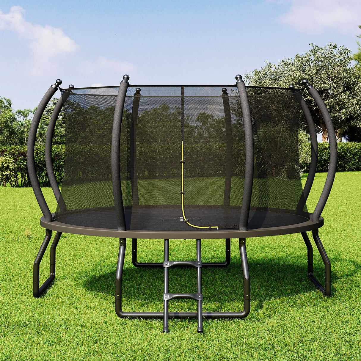 YUMPIE 8FT 10FT 12FT 14FT 16FT Outdoor Trampoline with Enclosure Net and Ladder, Recreational Trampolines for Kids and Adults, Quick Connect Frame, ASTM Approval YUMPIE