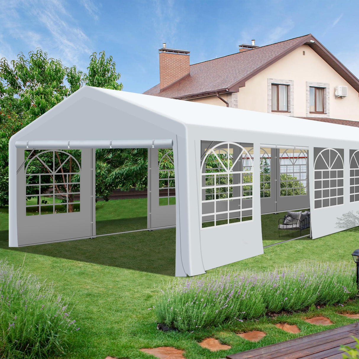 QZEN 20'x40' Party Tent Canopy, Heavy Duty Wedding Tent with Removable Sidewall & 4 Sand Bags, Outdoor Event Tent for Wedding, Birthday Party (20' x 40') QZEN