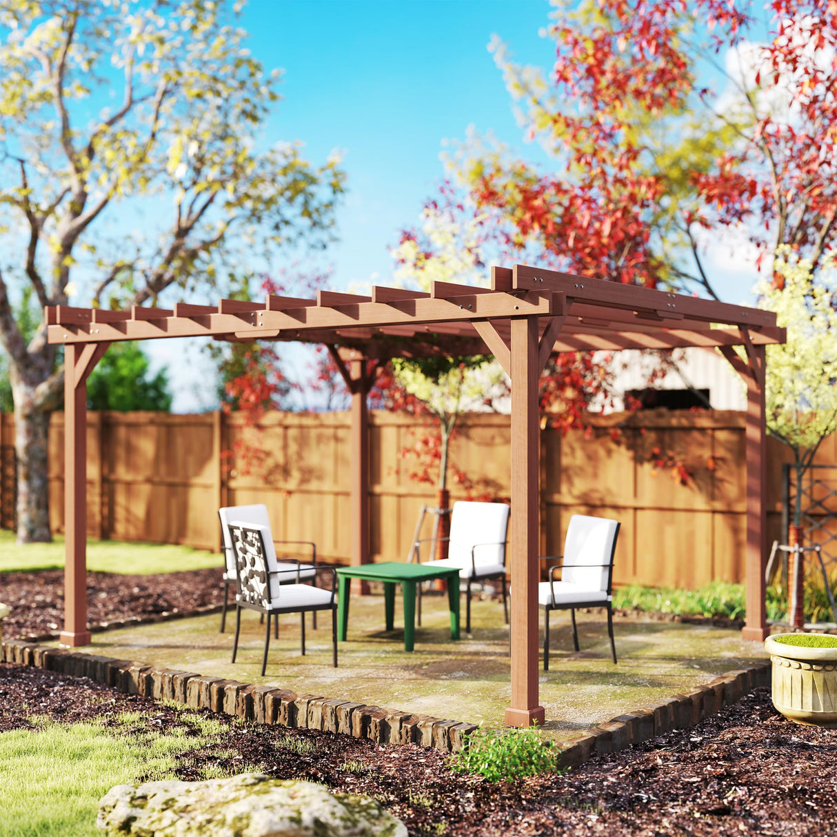 Outsunny 11' x 12.5' Outdoor Pergola, Wood Pergola Gazebo Grape Trellis with Stable Structure for Climbing Plant Support, Patio, Deck, Backyard, Lawn Outsunny