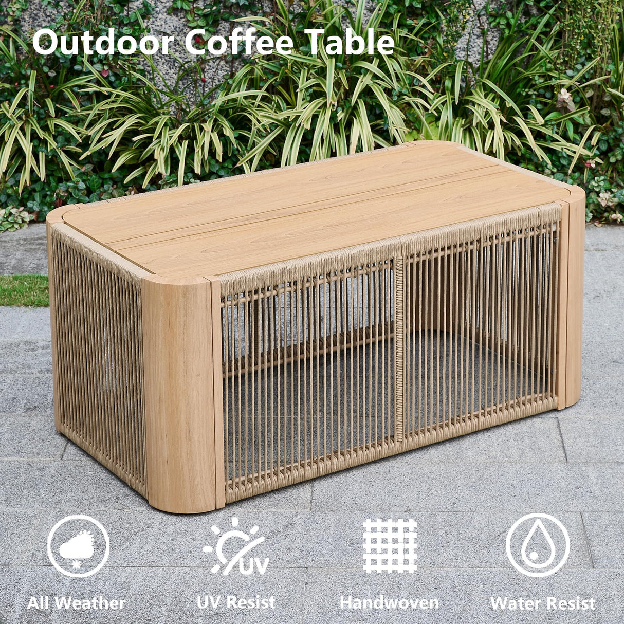 DAYARUS 4 Piece Patio Furniture Set, Aluminum Patio Conversation Set, Rope Rattan Patio Sectional Sofa, All Weather Outdoor Sofa Couch with Coffee Table and Cushions for Lawn/Backyard/Deck, Green DAYARUS