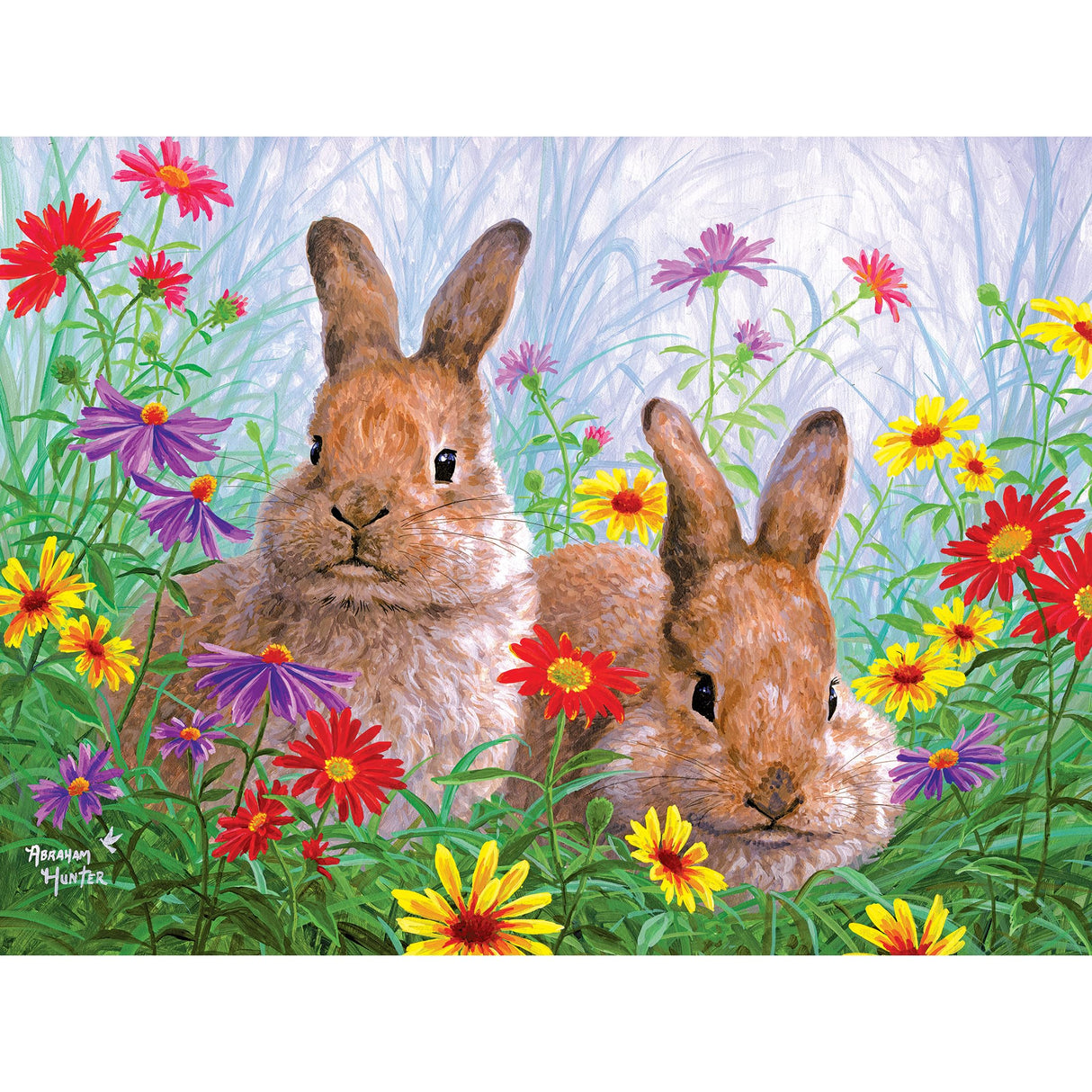 RoseArt - Abraham Hunter - Summertime Bunnies - 300 Piece Jigsaw Puzzle for Adults RoseArt