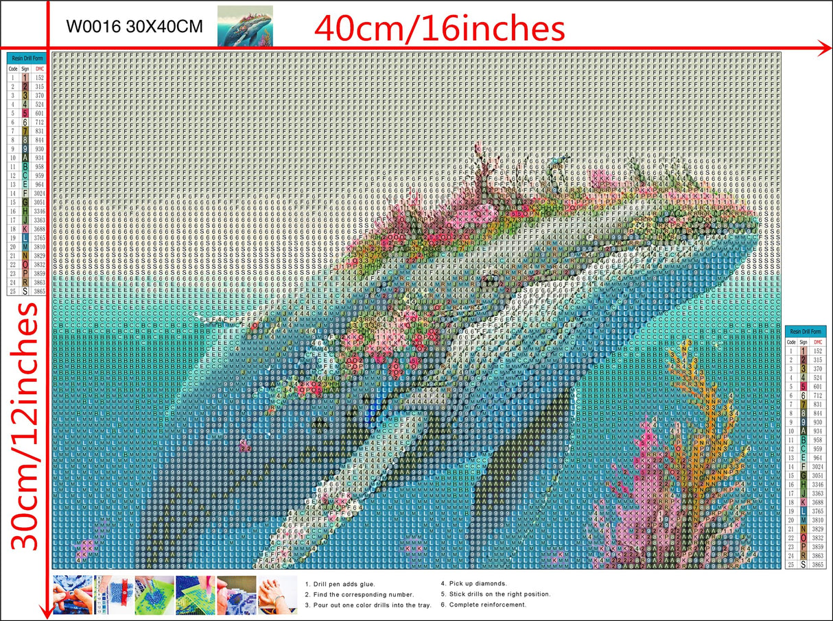 NIHO-JIUMA Diamond Painting Kits Whale, DIY 5D Full Drill Diamond Art Gift for Adult/Teen, Home Decoration (30x40cm/12x16inches) NIHO-JIUMA