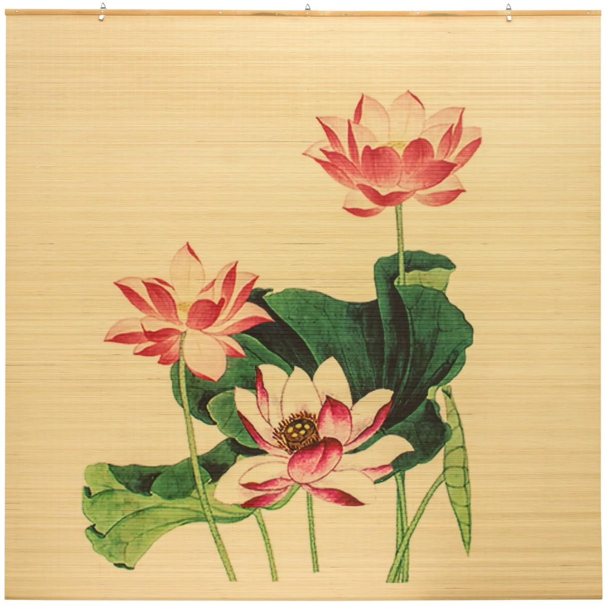 Red Lantern Bamboo Window Shade Blind - Lotus Blossom 72" Wide Red Lantern