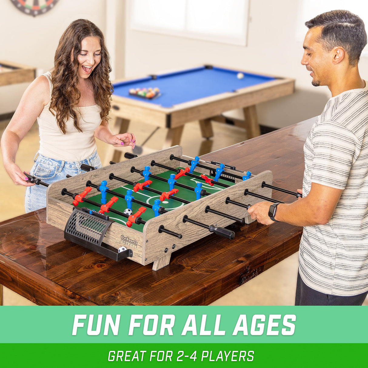GoSports 32 Inch Tabletop Foosball Game Set - Oak or Black GoSports