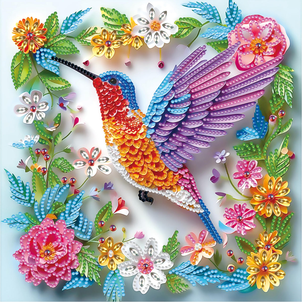 Hummingbird Special Shape Diamond Art Kits for Beginners,5D Small Diamond Painting Kits for Adults DIY Flowers Diamonds Dots Painting with Crystals Rhinestones Gem Art and Crafts 11.8 X 11.8inch Paintcolor