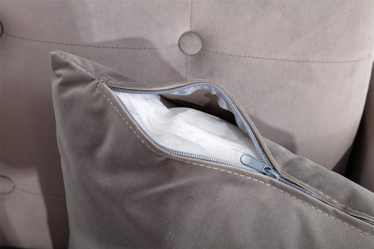 Sofa Bed Couch, Velvet Accent Sofa, Modern Fabric Futon Couch, Convertible Loveseat Sleeper Recliner for Small Spaces, Tufted Modern Couches Seat Furniture Convertable (Gray) HomVent