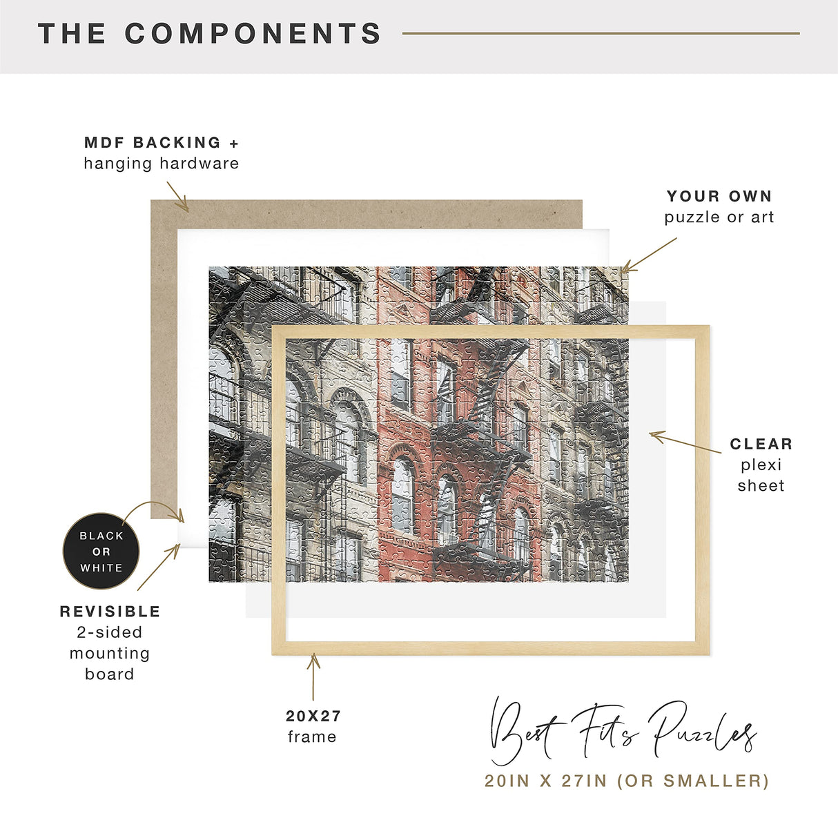 MCS Frame for Puzzles, Natural, 20 x 27 in or smaller MCS