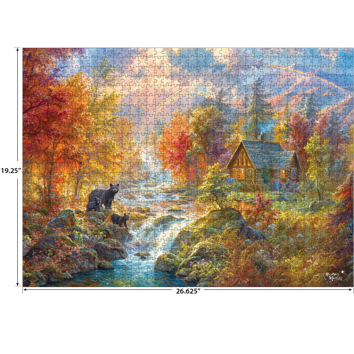 RoseArt - Abraham Hunter - Autumn at Rainbow Falls - 1000 Piece Jigsaw Puzzle for Adults RoseArt