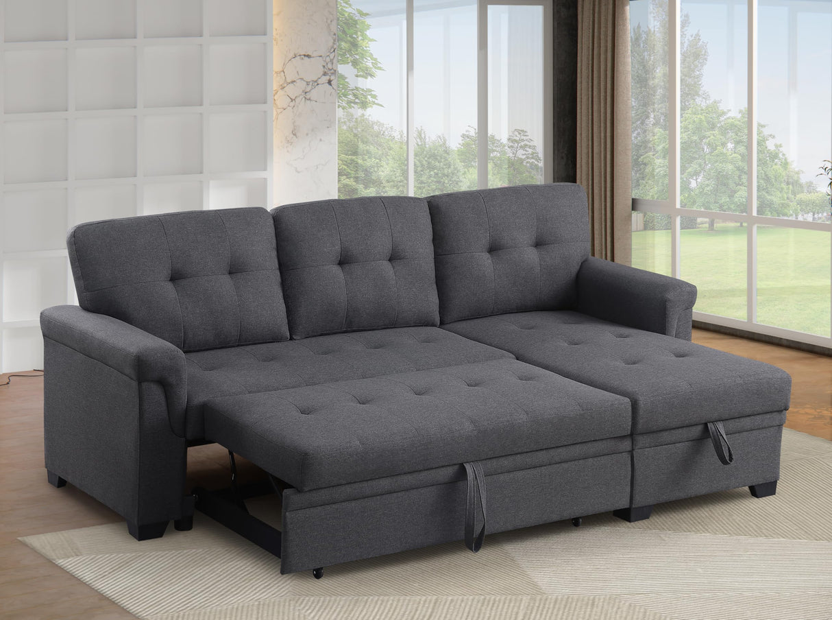 Ball & Cast L-Shape Reversible Sectional Sleeper Sofa Bed 4 in 1 Pull Out Couch with Storage Chaise & Removable Back Cushions,Convertible Sleeper Corner Couch Pull Out Sofa Bed for Living Room,Office Ball & Cast