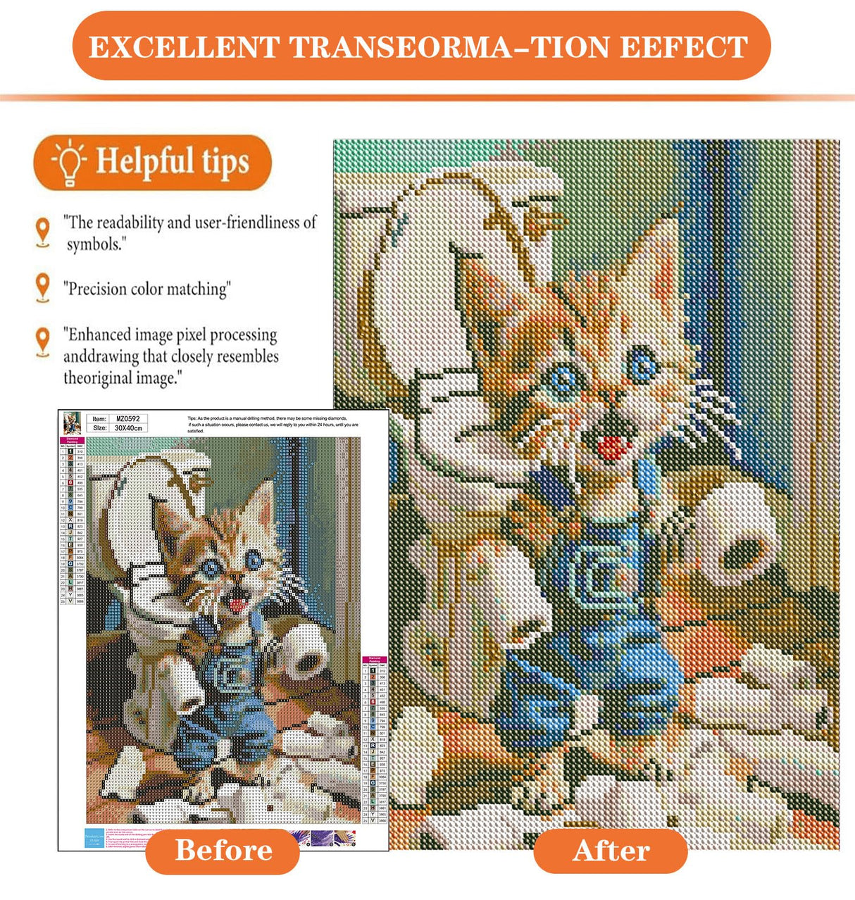 igoodom Diamond Art Kits for Adults, Cat Diamond Art Kits, Full Drill Round Cat Diamond Painting Kits, DIY Gem Art and Crafts for Home Wall Decor Gift 12x16inch igoodom