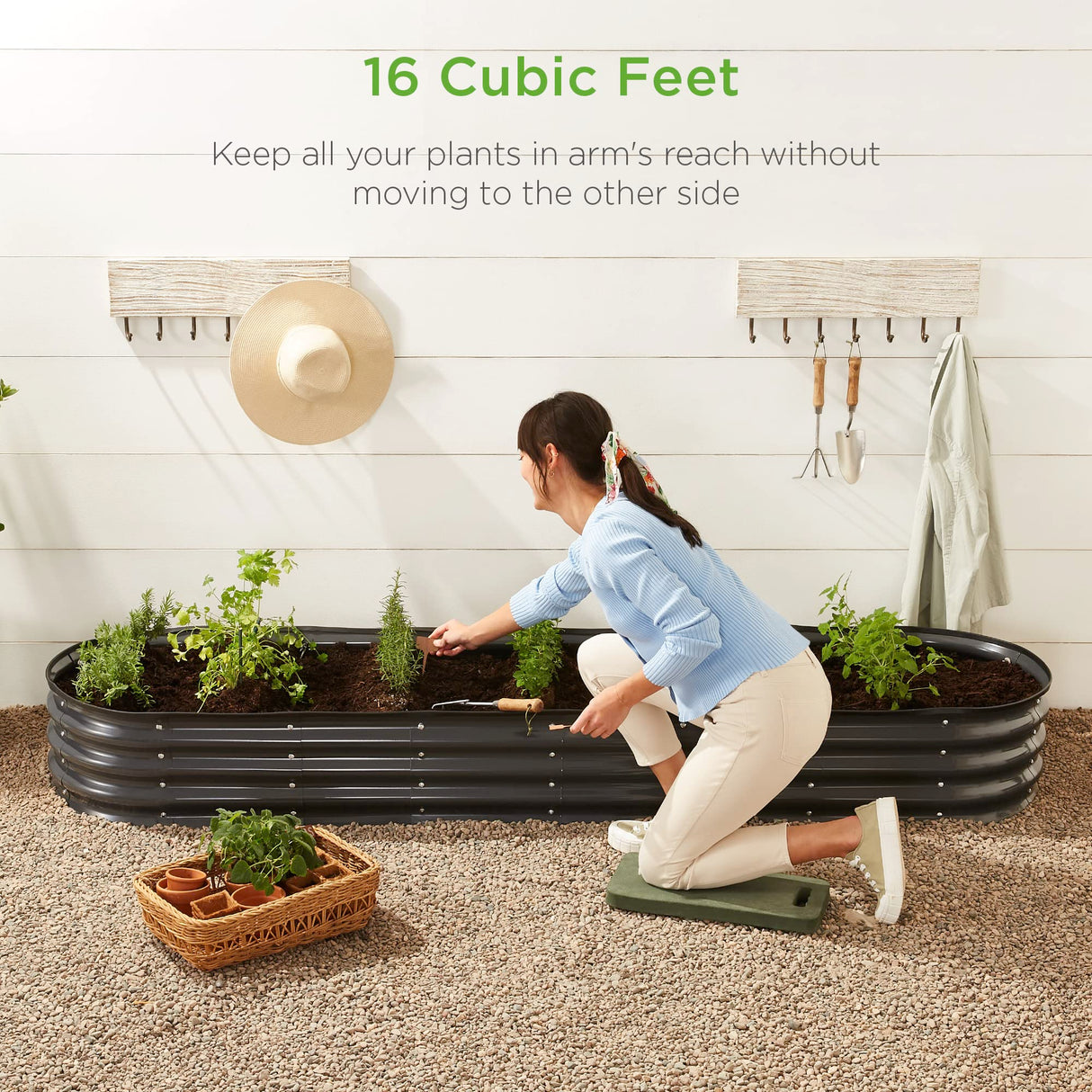 Best Choice Products 8x2x1ft Outdoor Metal Raised Garden Bed, Oval Deep Root Planter Box for Vegetables, Flowers, Herbs, and Succulents w/ 108 Gallon Capacity - Charcoal Best Choice Products