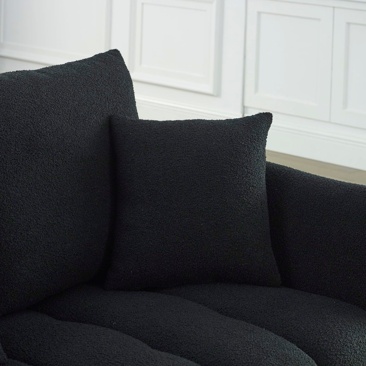 Deep Seat Teddy Fleece Loveseat Sofa with Wood Frame, 3 Seater Oversized Cloud Couch,Minimalist Style Boucle Upholstered Modular Sectional Sofa&Couches for Living Room Office Eafurn