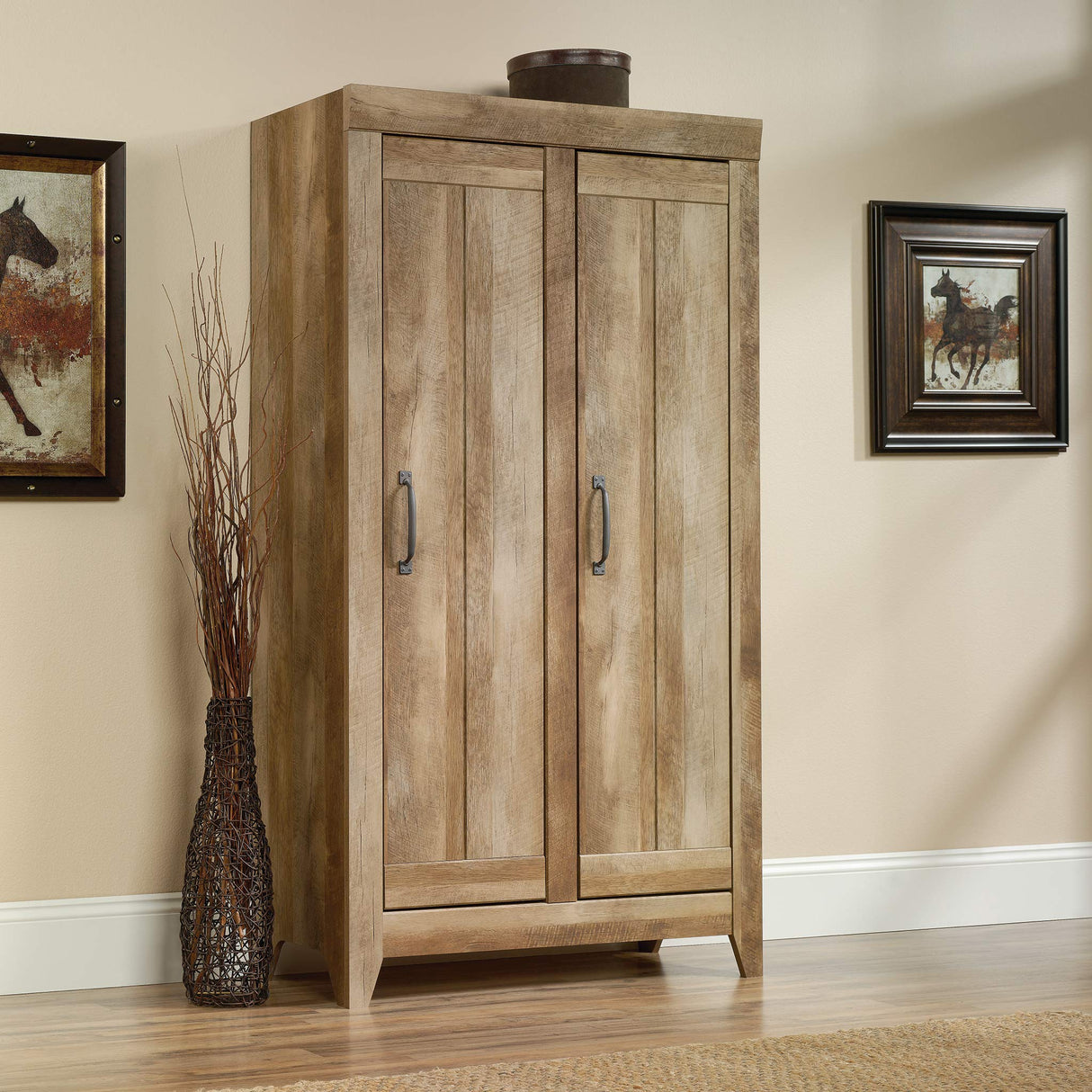 Sauder Adept Storage Pantry Cabinet, L: 38.94" x W: 16.77" x H: 70.98", Craftsman Oak finish Sauder