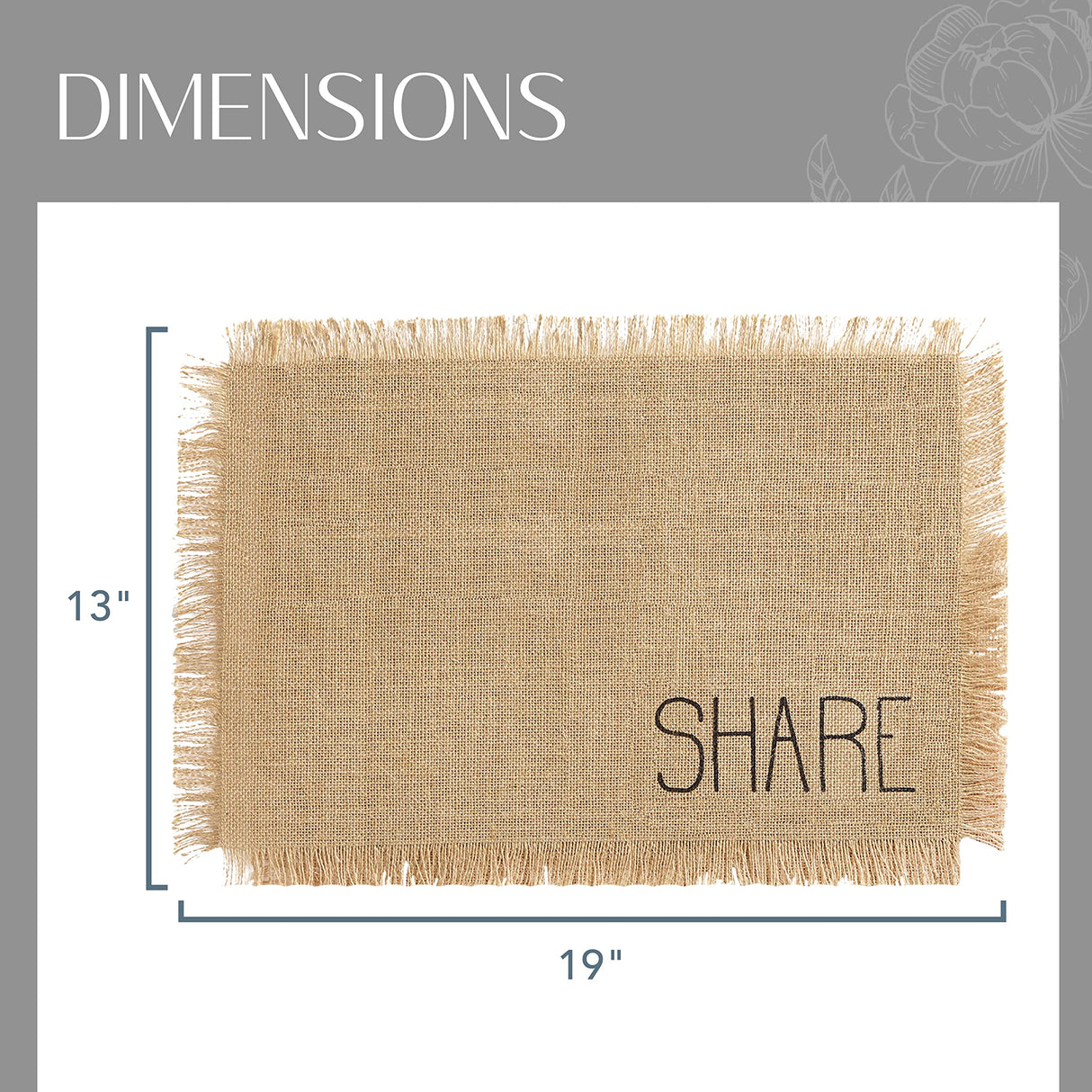 Elrene Home Fashions Farmhouse Living Sentiments Placemats, Burlap Placemats, Tan, Set of 4 Elrene