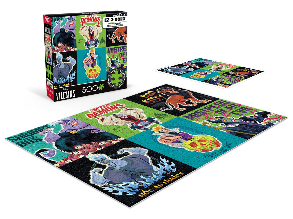 Ceaco - Disney - Villains - Poster Collage - 500 Piece Jigsaw Puzzle – Oversized Pieces – Easy to Hold – EZ Hold Ceaco