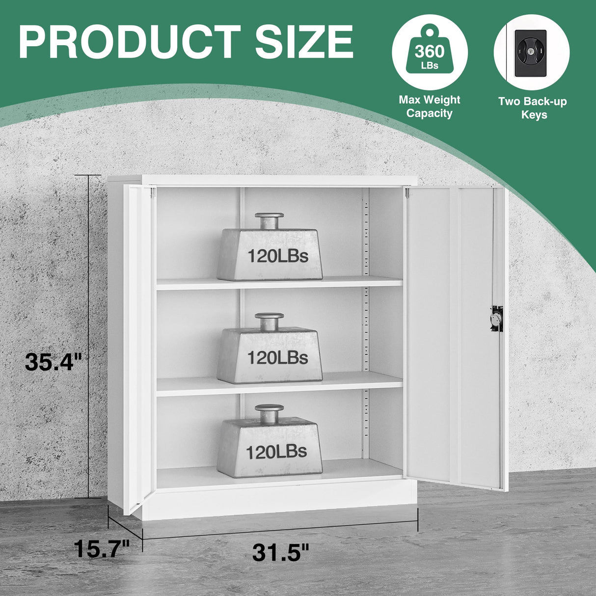 Letaya Metal Storage Cabinets with Lock Door,2 Adjustable Shelves Organizer Steel Storage Cabinets for Home,Office,Warehouse,Garage,Employee Lockers(White) Letaya