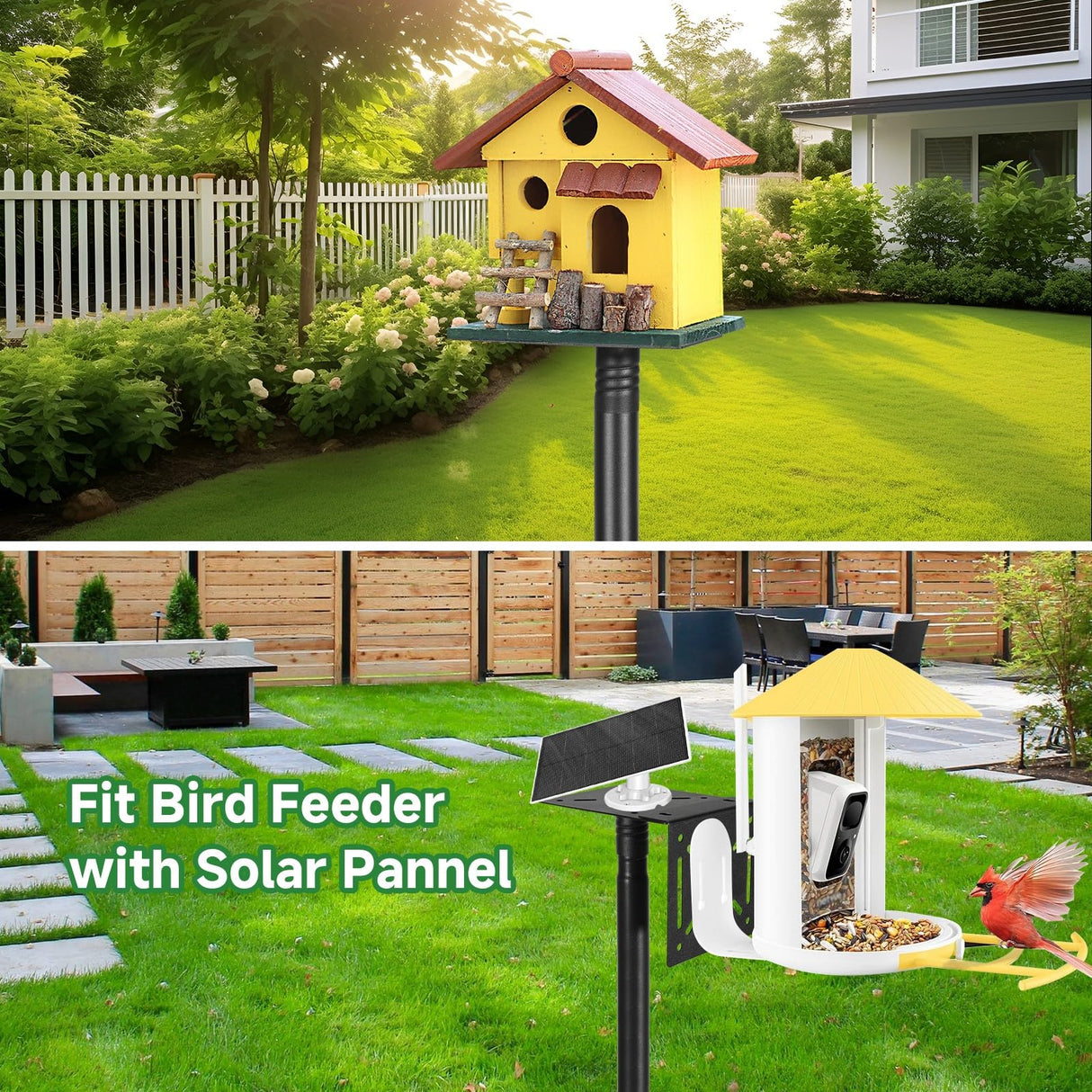 Proerr 79In Smart Bird Feeder Pole Mount Kit,Adjustable Bird House Pole for Outdoors Heavy Duty, Metal Birdhouse Stand for Outside Multiple Mounting Option(Black Finish) PROERR