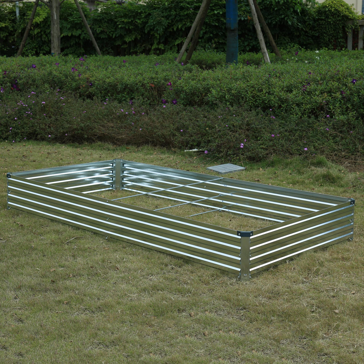 Foxlang 8x4x1ft(2 Pack) Galvanized Raised Garden Bed,Outdoor Planter Box Metal Patio Kit Planting Bed for Vegetables Flowers Herb,Silver Foxlang