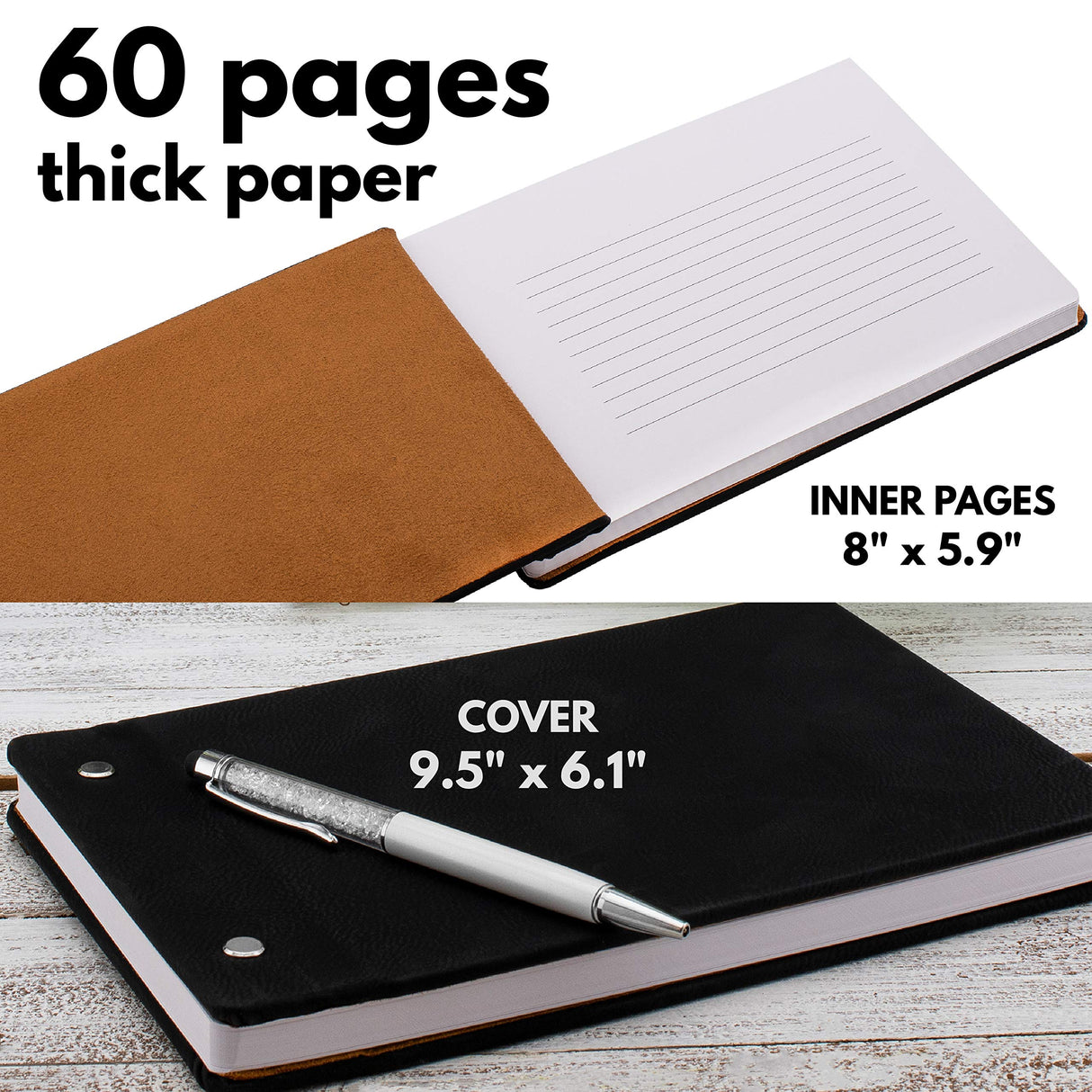 Wedding Guest Book, Personalized Leather Guest Book for Bride and Groom | Rustic | Customized Signing, Registry Book for Visitors, Bridal Shower, Personalized Favors