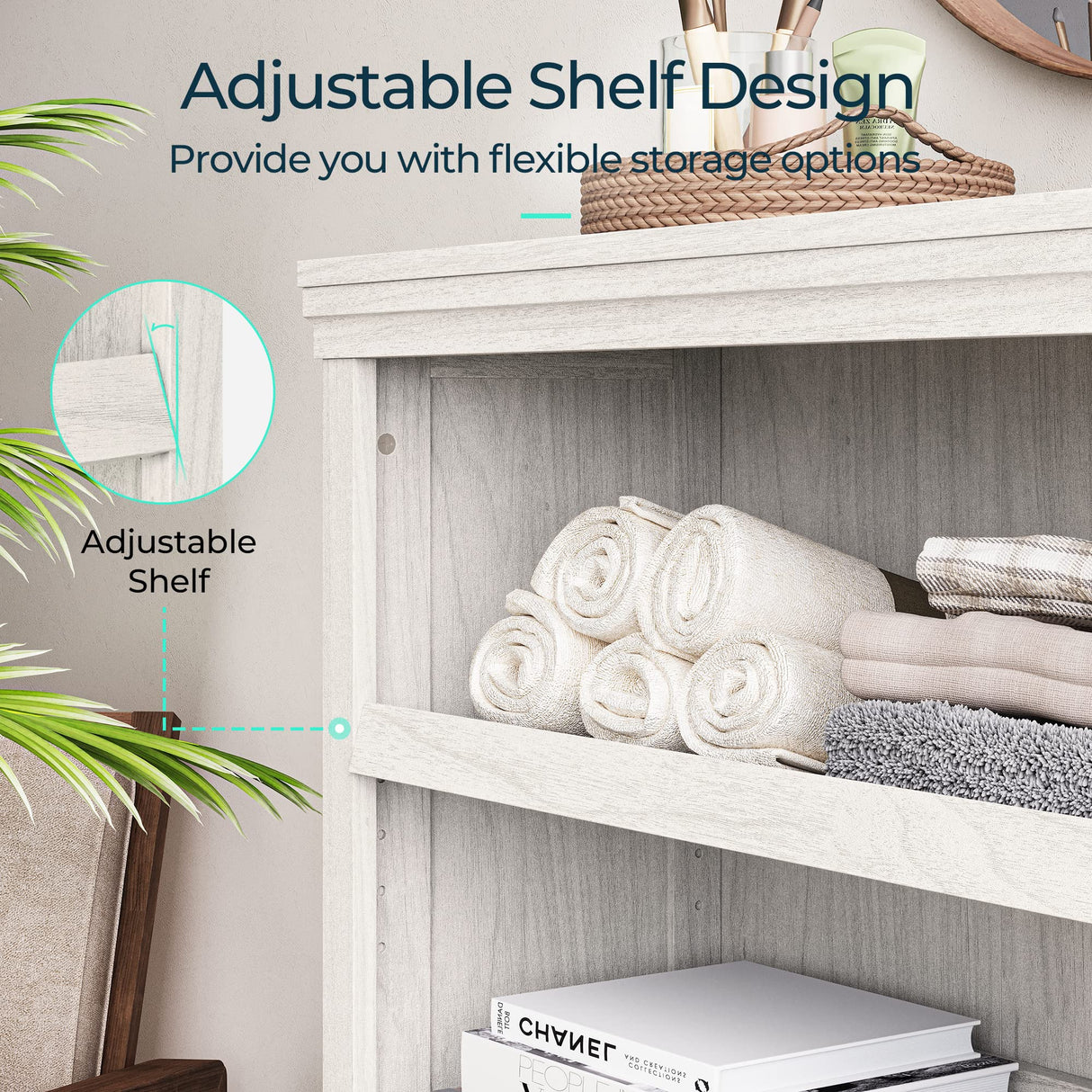 LINSY HOME 3-Tier Bookcase and Bookshelf, Small Wood Display Storage Shelves Farmhouse Bookshelf for Home Office, Living Room, Bed Room - White Oak LINSY HOME