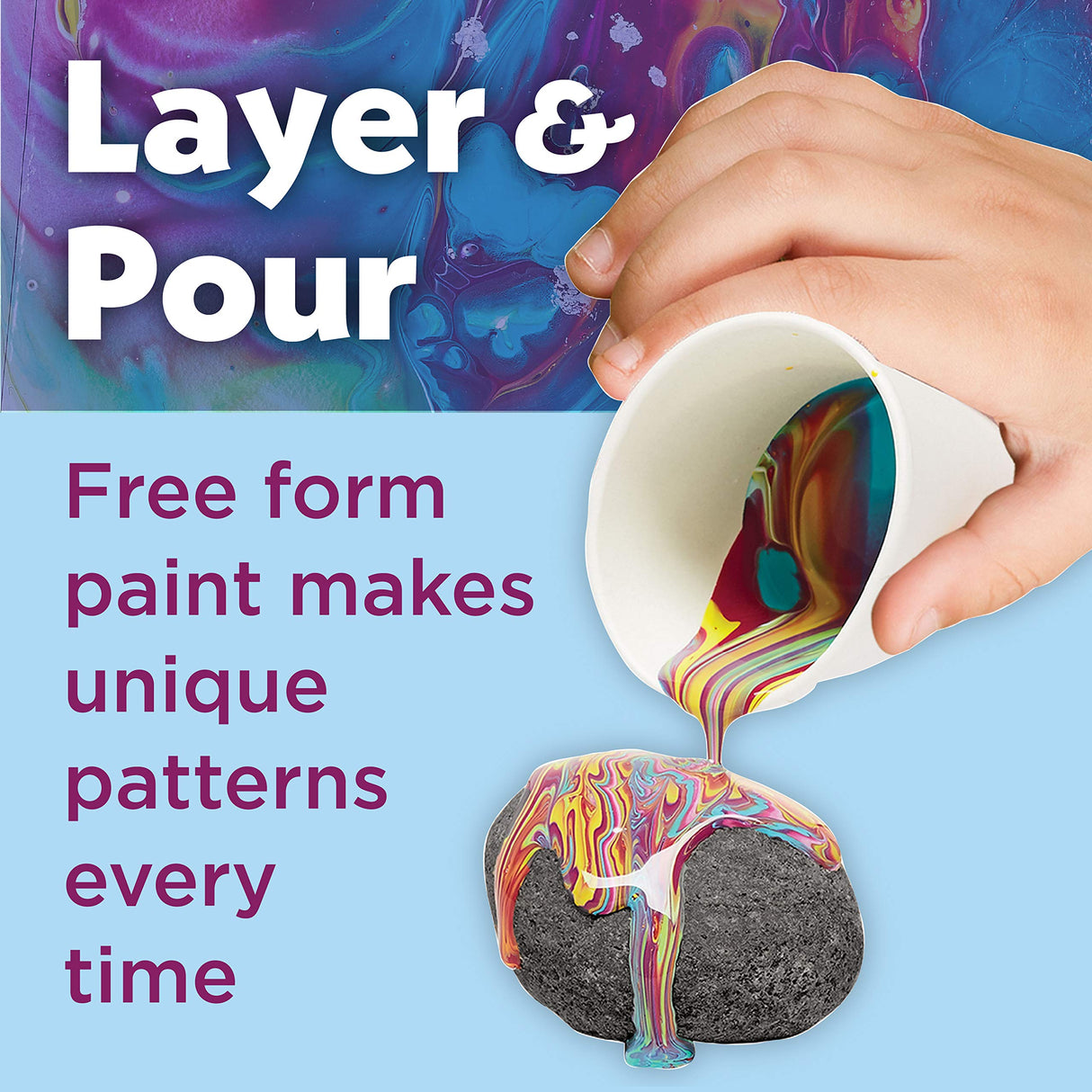 Creativity for Kids Hide and Seek Paint Pour Rock Painting Art Kit - Arts and Craft Activities for Kids (Ages 6+) Creativity for Kids