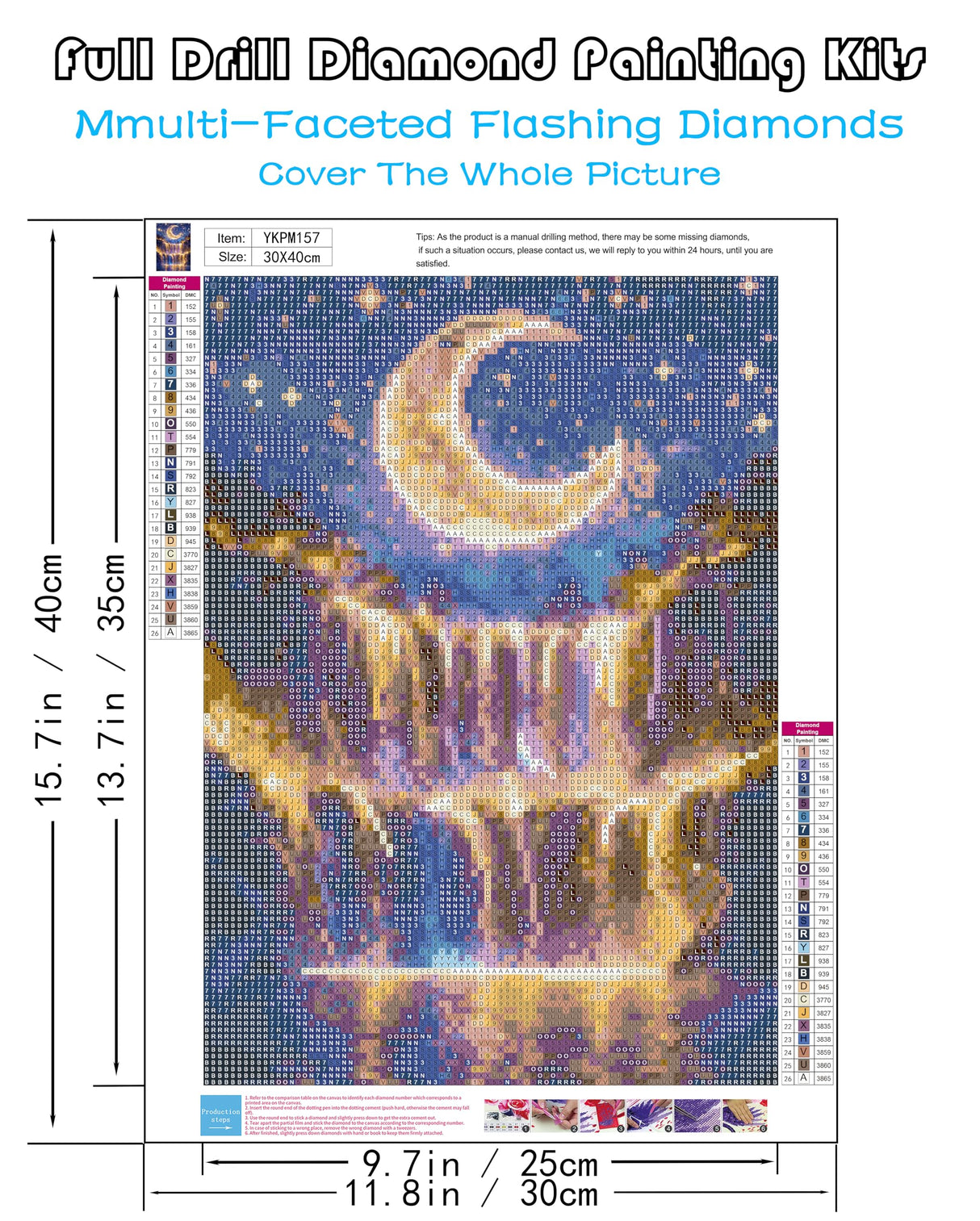 KINPLUB 5D Diamond Painting Kits for Adults Beginners, Moonlight Waterfall Diamond Art Kits for Adults, DIY Full Drill Round Moon Landscape Diamond Dots, Home Wall Decor 12x16 Inch KINPLUB