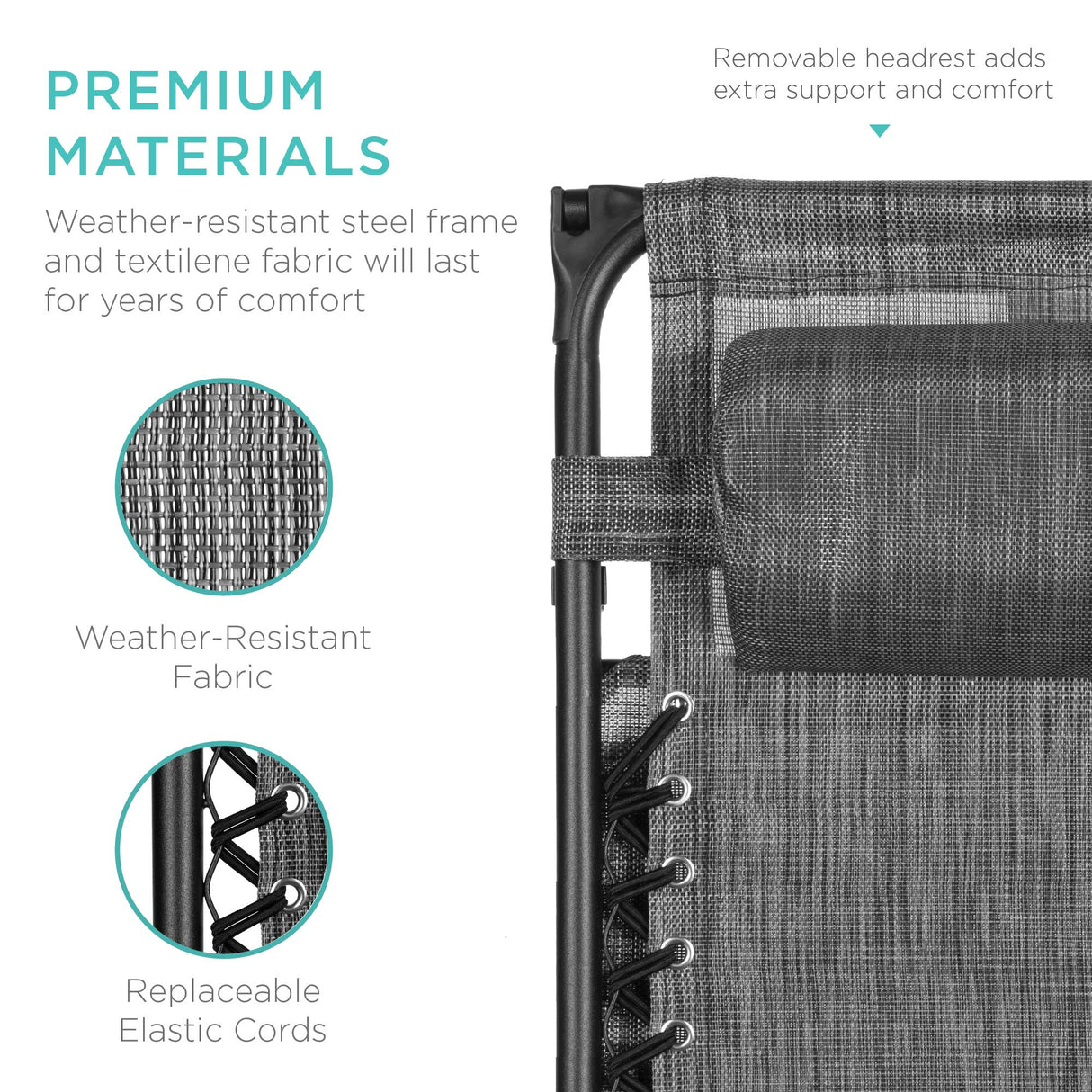 Best Choice Products Folding Zero Gravity Outdoor Recliner Patio Lounge Chair w/Adjustable Canopy Shade, Headrest, Side Accessory Tray, Textilene Mesh - Gray Best Choice Products