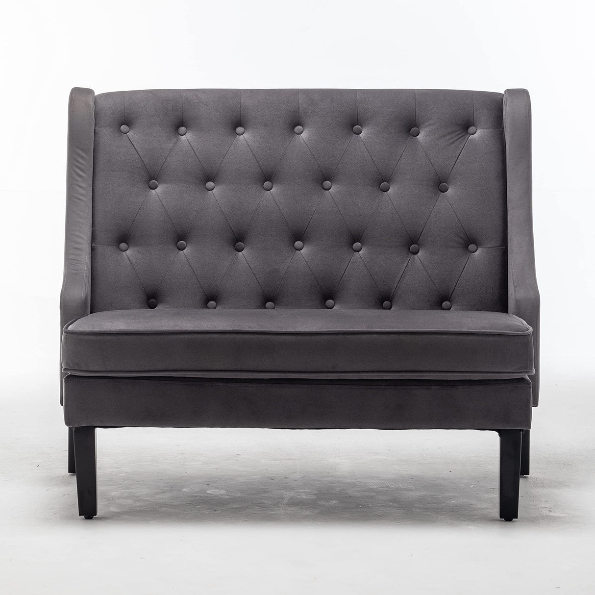 46" Small Modern Loveseat Settee Sofa Linen Fabric 2-Seat Sofa Couch Tufted Love Seat Dining Bench with Back Upholstered Banquette Sofas for Living Room Bedroom Small Space Entryway Steel Grey Tongli