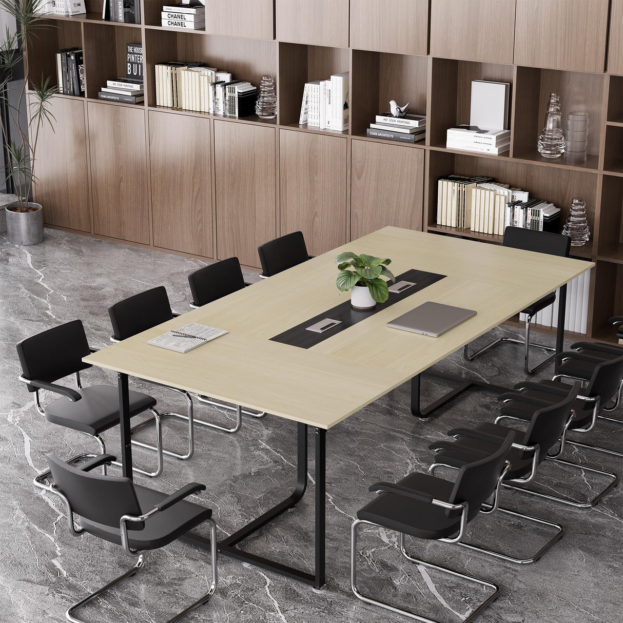 Zethvax 8FT Conference Table,Conference Room Table with Grommet,Stable Structure,Adjustable Foot Pads,Large Seminar Table for Office Meeting 94.4 L x 47.2 W x30.7 H (Wood) Zethvax