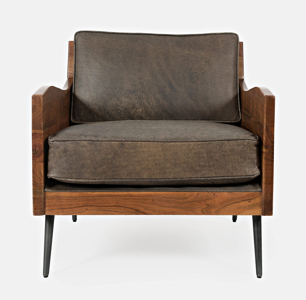 Jofran Karma Genuine Leather Live Edge Accent Chair, Bourbon Jofran Inc.