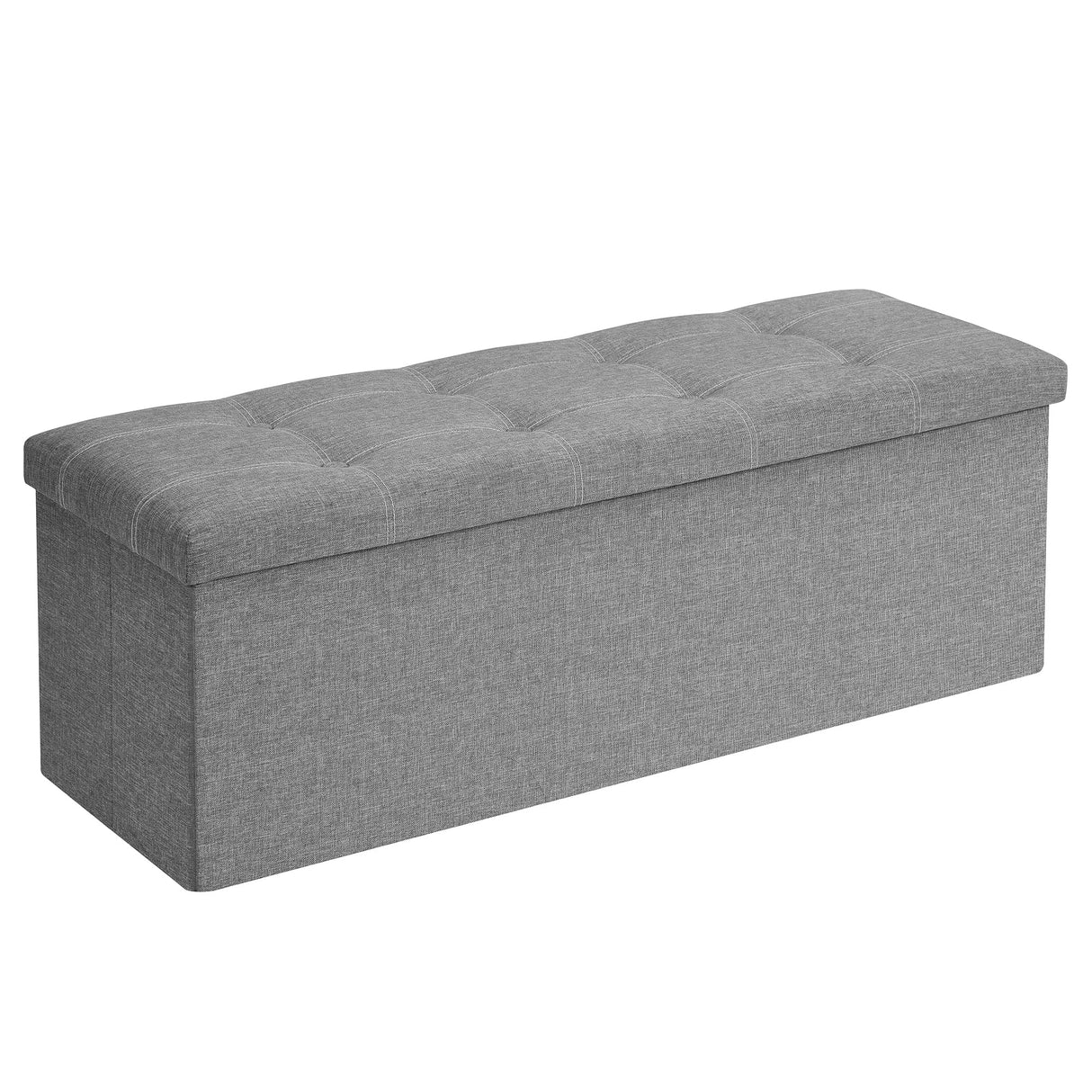 SONGMICS Mazie Collection - 43 Inches Ottoman Storage Bench, 35 Gal. Folding Chest with Breathable Linen-Look Fabric, Load up to 660 lb, for Entryway, Living Room, Bedroom, Light Gray ULSF077G05 SONGMICS