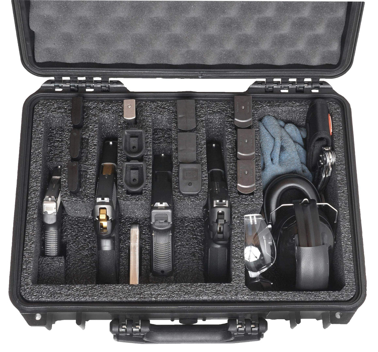 Case Club 5 Pistol and 20 Magazine Pre-Cut Heavy Duty Waterproof Case with Included Silica Gel Canister to Help Prevent Gun Rust (Upgraded Gen-3) Case Club