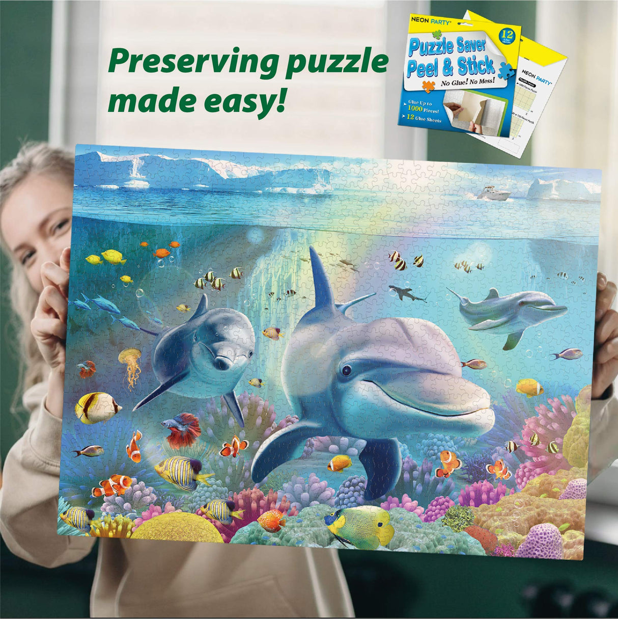 Neon Party 12 Sheets Puzzle Saver Up to 1000 Piece Puzzles for Adults and Kids NEON PARTY